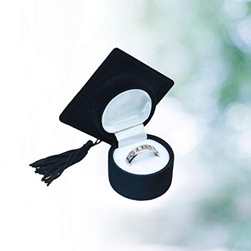 Amosfun Caja para Anillo con Forma de Birrete Sombrero Graduacion Caja de Joyería para Graduación Decoración de Fiesta de Graduación Negro
