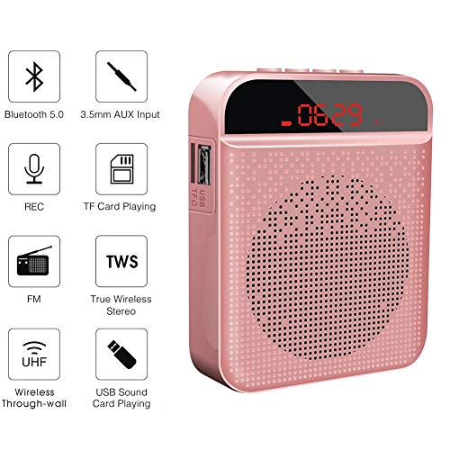 Amplificador de voz Altavoz Bluetooth portátil 3W 3000mAh Compatible con grabación Bluetooth y tarjeta TF Amplificador inalámbrico portátil para profesores Guía turístico Entrenadores