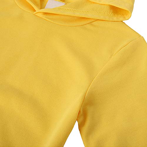 amropi Chándal Niños 2 Piezas Set Sudadera con Capucha y Pantalones Deportivo Jogging Adolescentes Conjunto Ropa (Amarillo,11-12 años)