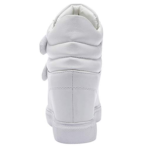 amropi Mujer Cuña Interior Tops Altos Gancho y Bucle Casual Zapatillas de Moda(Blanco,36.5 EU)