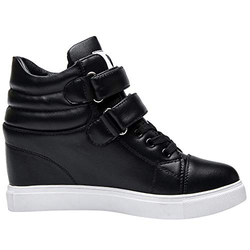 amropi Mujer Cuña Interior Tops Altos Gancho y Bucle Casual Zapatillas de Moda(Negro,37 EU) amropi Mujer Cuña Interior Tops Altos Gancho y Bucle Casual Zapatillas de Moda(Negro,37 EU)