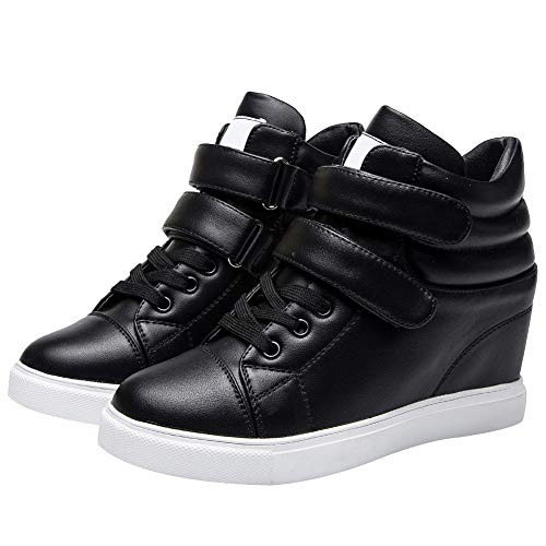 amropi Mujer Cuña Interior Tops Altos Gancho y Bucle Casual Zapatillas de Moda(Negro,37 EU) amropi Mujer Cuña Interior Tops Altos Gancho y Bucle Casual Zapatillas de Moda(Negro,37 EU)