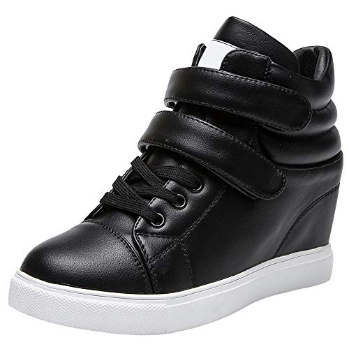 amropi Mujer Cuña Interior Tops Altos Gancho y Bucle Casual Zapatillas de Moda(Negro,37 EU) amropi Mujer Cuña Interior Tops Altos Gancho y Bucle Casual Zapatillas de Moda(Negro,37 EU)