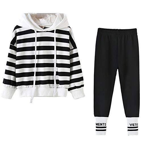 amropi NiƱa Raya Deportivos Conjunto de Ropa Chaqueta Sudadera Tops y Trotar Pantalones 2 Piezas Trajes por 4-15 aƱos(Blanco Negro,10-13 aƱos) amropi NiƱa Raya Deportivos Conjunto de Ropa Chaqueta Sudadera Tops y Trotar Pantalones 2 Piezas Trajes por 4-15 aƱos(Blanco Negro,10-13 aƱos)