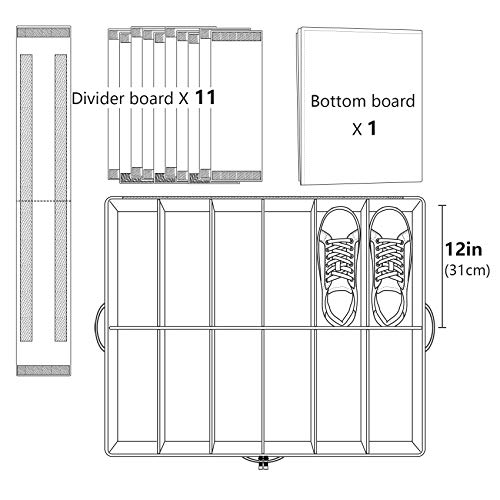 AMX Cesta para Zapatos Plegable de Gran tamaño Debajo de la Cama con Tapa de plástico Transparente, Beige