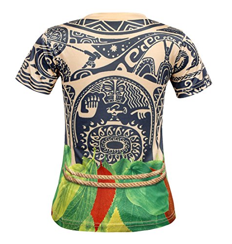 AmzBarley Moana Maui Traje de Baño Bañador Niño Disfraz Fiesta 3 Piezas Conjunto de Camisetas Manga Corto,Niño Pantalones Cortos/Shorts y Gorro Nadador Natación de Niño Marrón Claro,3-4 Años