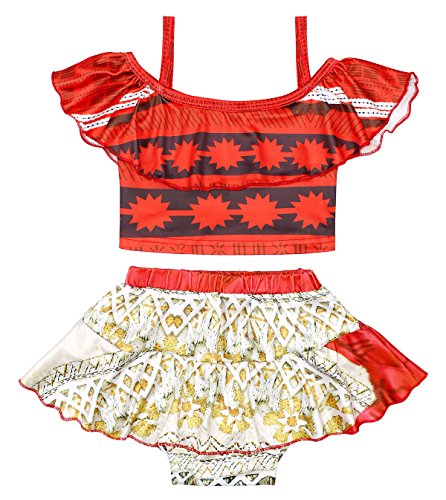 AmzBarley Moana Traje de Baño Bañador Niña Dos Piezas Conjuntos de Halter Top y Falda Corta Set Verano Playa Piscina Ropa de Natación Nadar Girls Swimwear Bathing Suit Rojo 13,7-8 Años