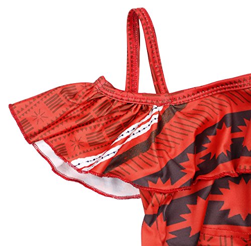 AmzBarley Moana Traje de Baño Bañador Niña Dos Piezas Conjuntos de Halter Top y Falda Corta Set Verano Playa Piscina Ropa de Natación Nadar Girls Swimwear Bathing Suit Rojo 13,7-8 Años