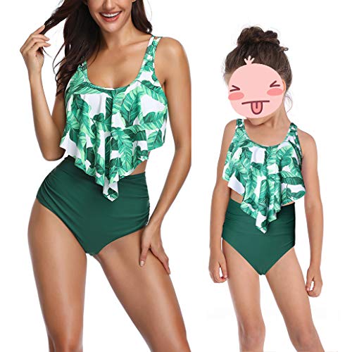 AmzBarley Traje de Baño Bañador de Mujer Tankini Push up Dos Piezas Conjuntos,Sexy Bikinis Mujer Braga Alta Cintura y sin Manga Acolchado Bra Top con Volantes Set Verano Playa Ropa Beachwear,339A/XL