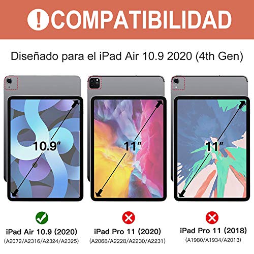 AMZCASE Funda con Teclado para iPad Air 10.9" 2020 (4.a generación), Cubierta con Portalápices con Teclado Desmontable Magnética Bluetooth Español(Incluye Ñ) para iPad 10,9 Pulgadas (Champán)