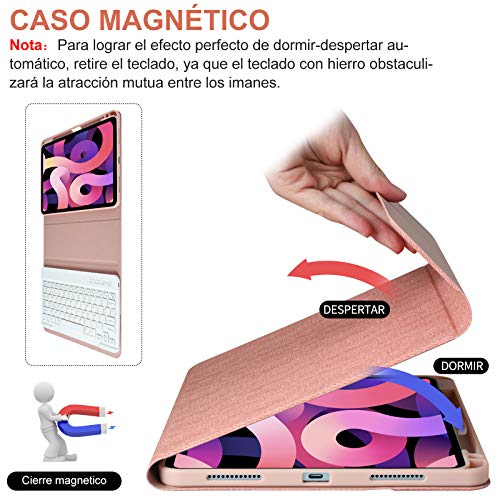 AMZCASE Funda con Teclado para iPad Air 10.9" 2020 (4.a generación), Cubierta con Portalápices con Teclado Desmontable Magnética Bluetooth Español(Incluye Ñ) para iPad 10,9 Pulgadas (Champán) AMZCASE Funda con Teclado para iPad Air 10.9" 2020 (4.a generación), Cubierta con Portalápices con Teclado Desmontable Magnética Bluetooth Español(Incluye Ñ) para iPad 10,9 Pulgadas (Champán)