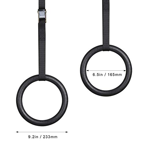 amzdeal Anillos de Gimnasia Olímpico Anillos de Gimnasia ABS Profesional con Hebillas Ajustables para Entrenamiento (Capacidad de Carga es de 400kg-Un Par) (16.5cm) (23.3cm)