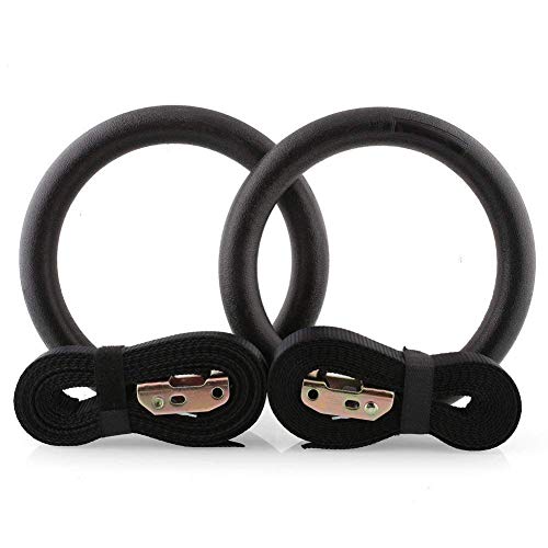 amzdeal Anillos de Gimnasia Olímpico Anillos de Gimnasia ABS Profesional con Hebillas Ajustables para Entrenamiento (Capacidad de Carga es de 400kg-Un Par) (16.5cm) (23.3cm)