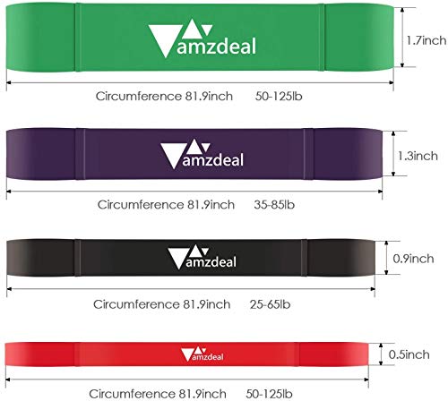 amzdeal - Bandas Elásticas de Fitness, 4pcs Bandas de Resistencia, Látex Natural, para Entrenamiento de Fuerza/Yoga/Pilates/Culturismo, con Bolsa de Almacenamiento, 4 Bandas(Rojo,Negro,Verde,Púrpura) amzdeal - Bandas Elásticas de Fitness, 4pcs Bandas de Resistencia, Látex Natural, para Entrenamiento de Fuerza/Yoga/Pilates/Culturismo, con Bolsa de Almacenamiento, 4 Bandas(Rojo,Negro,Verde,Púrpura)