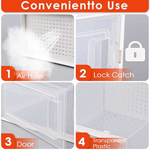 amzdeal Cajas de Zapatos Plásticas 6 Pcs - Organizador de Zapatos Transparente, Apilable y Impermeable, Caja de Almacenamiento Plegable, Ahorra Espacio, Zapateros para Hombres y Mujeres 33×23×14cm