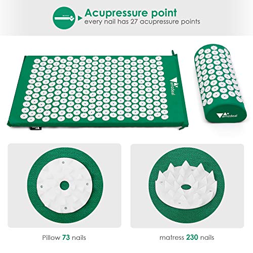 Amzdeal Esterilla Acupresion Kit con Almohda y Bolsa para Acupuntura y Moxibustión Yoga(color verde) Amzdeal Esterilla Acupresion Kit con Almohda y Bolsa para Acupuntura y Moxibustión Yoga(color verde)