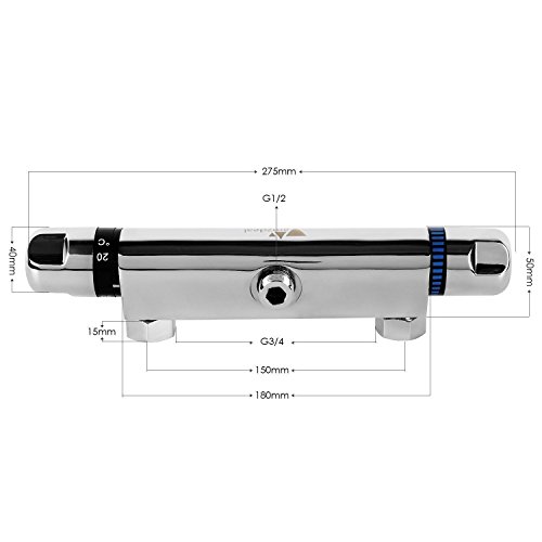 Amzdeal Grifo Termostático Ducha Termostato de Ducha con 38°C Control, Plateado