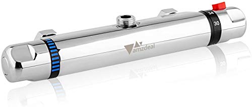 Amzdeal Grifo Termostático Ducha Termostato de Ducha con 38°C Control, Plateado Amzdeal Grifo Termostático Ducha Termostato de Ducha con 38°C Control, Plateado