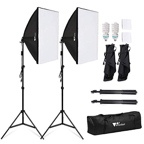 Amzdeal Softbox Focos Kit Iluminacion Fotografia con 2 Ventana de Luz 135W, 2 Softbox 50x70cm, 2 Tripodes Luz Continua para Estudio Fotográfico Profesional,Nuevo Amzdeal Softbox Focos Kit Iluminacion Fotografia con 2 Ventana de Luz 135W, 2 Softbox 50x70cm, 2 Tripodes Luz Continua para Estudio Fotográfico Profesional,Nuevo