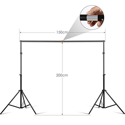 Amzdeal Soporte de fondo para fotografía 155-300 cm sistema de soporte de estodio profesional Amzdeal Soporte de fondo para fotografía 155-300 cm sistema de soporte de estodio profesional