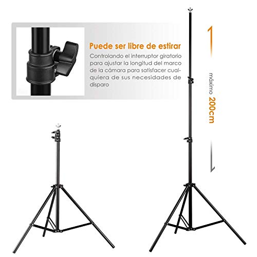 Amzdeal Soporte de fondo para fotografía 155-300 cm sistema de soporte de estodio profesional Amzdeal Soporte de fondo para fotografía 155-300 cm sistema de soporte de estodio profesional