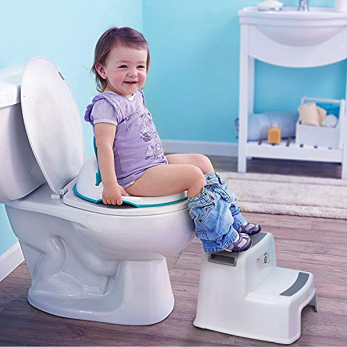 Amzdeal Taburete con doble escalón para niños, Taburetes en dos etapas para niños con revestimiento antideslizante, usar en la cama y baño, Blanco y Gris