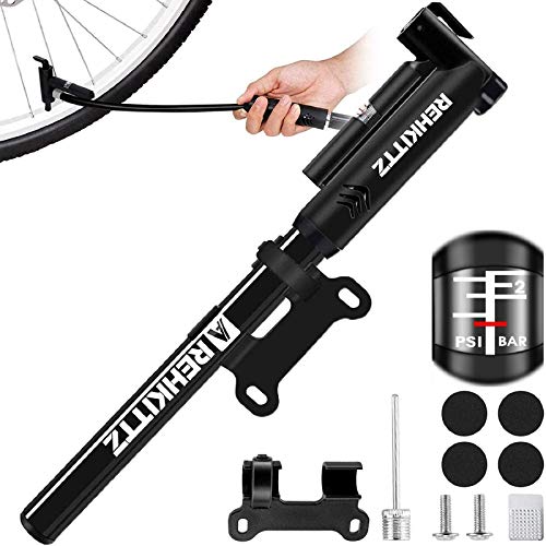 AMZOON Bomba Bicicletas Inflador Bici Adicional Manguera Mini Hinchador Bicis Bomba de Aire Bicicleta per BMX MTB Adaptador Válvulas Presta & Schrader