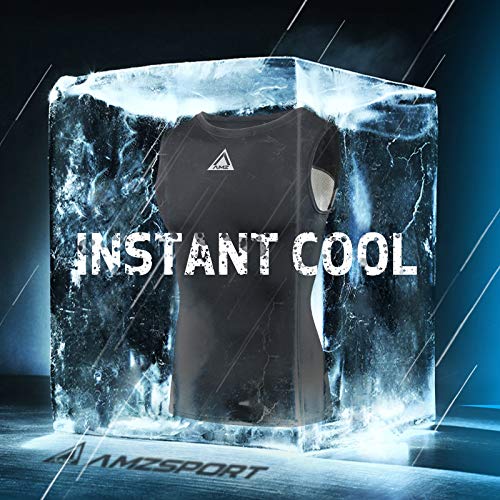 AMZSPORT Camiseta sin Mangas de Compresión de Enfriamiento para Hombre Chaleco Running Deporte, Negro, M AMZSPORT Camiseta sin Mangas de Compresión de Enfriamiento para Hombre Chaleco Running Deporte, Negro, M