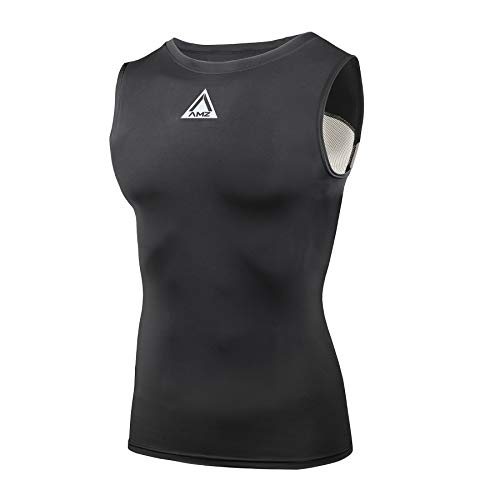 AMZSPORT Camiseta sin Mangas de Compresión de Enfriamiento para Hombre Chaleco Running Deporte, Negro, M AMZSPORT Camiseta sin Mangas de Compresión de Enfriamiento para Hombre Chaleco Running Deporte, Negro, M
