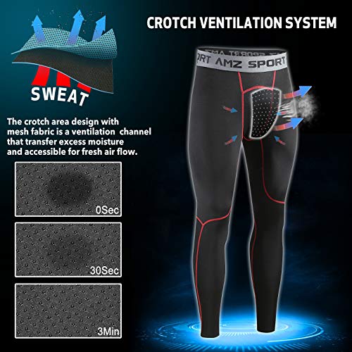 AMZSPORT Hombres Legging de Compresión Pantalones para Correr Mallas Deportivas para Gimnasio, Negro Rojo XL AMZSPORT Hombres Legging de Compresión Pantalones para Correr Mallas Deportivas para Gimnasio, Negro Rojo XL