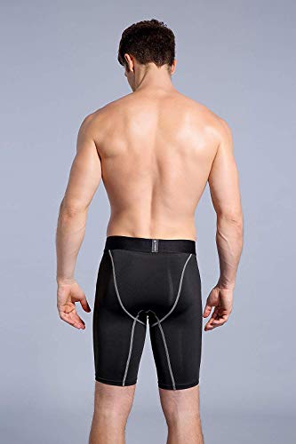 AMZSPORT Pantalón de Short Compresión para Hombre Deportes de Secado Rápido Baselayer Funcionamiento Pantalón Negro XL
