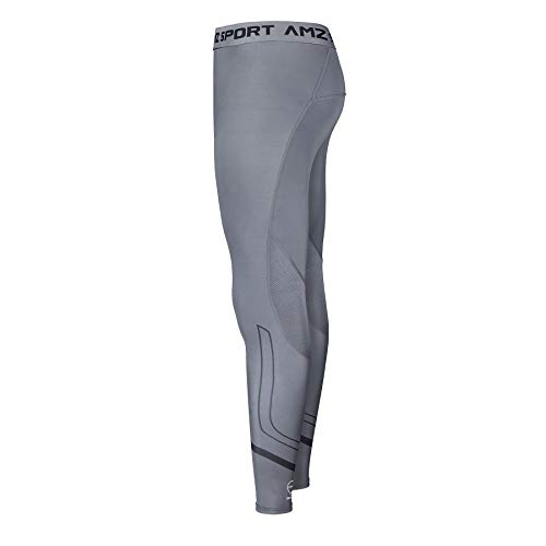 AMZSPORT Pantalones de Compresion Hombre Deporte Mallas Running de Secado Rápido, Gris, L AMZSPORT Pantalones de Compresion Hombre Deporte Mallas Running de Secado Rápido, Gris, L
