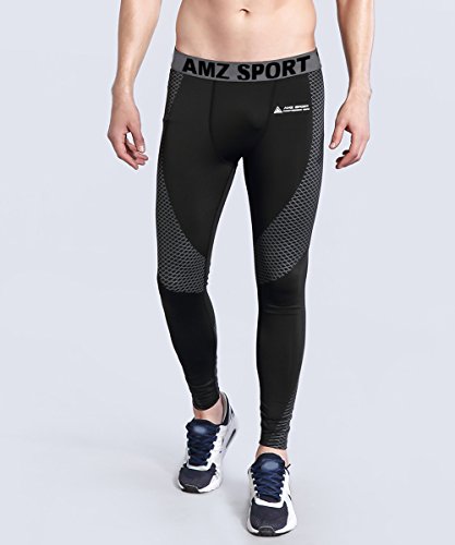 AMZSPORT Pantalones de Compresión Mallas Deportivas Frescas Polainas para Toda La Temporada Size S