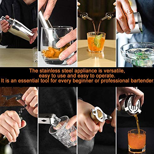 A/N Juego para Cócteles,550ml Martini Shaker con Set de cócteles Accesorios 12 Piezas de Herramientas Profesionales de Acero Inoxidable de Barra (Plata, 550ML) A/N Juego para Cócteles,550ml Martini Shaker con Set de cócteles Accesorios 12 Piezas de Herramientas Profesionales de Acero Inoxidable de Barra (Plata, 550ML)