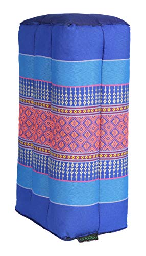 ANADEO YogaProducts Standard - Cojín de Yoga y Meditación Estándar Zafu - Kapok de Allta Densidad 100% Natural - Comodidad y Firmeza - Estabilidad del Asiento - Azul Naranja - X1