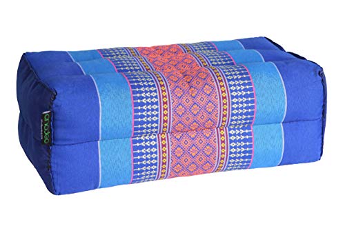 ANADEO YogaProducts Standard - Cojín de Yoga y Meditación Estándar Zafu - Kapok de Allta Densidad 100% Natural - Comodidad y Firmeza - Estabilidad del Asiento - Azul Naranja - X1