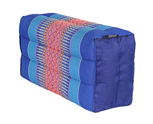 ANADEO YogaProducts Standard - Cojín de Yoga y Meditación Estándar Zafu - Kapok de Allta Densidad 100% Natural - Comodidad y Firmeza - Estabilidad del Asiento - Azul Naranja - X1