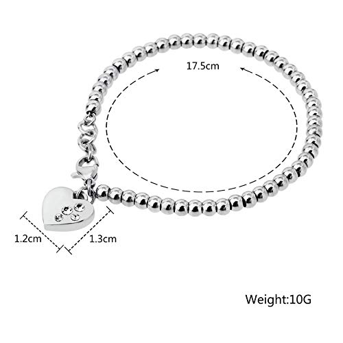 AnazoZ Brazaletes Acero Inoxidable Mujer CorazĂłn con Circonita Blanca Plata AnazoZ Brazaletes Acero Inoxidable Mujer CorazĂłn con Circonita Blanca Plata