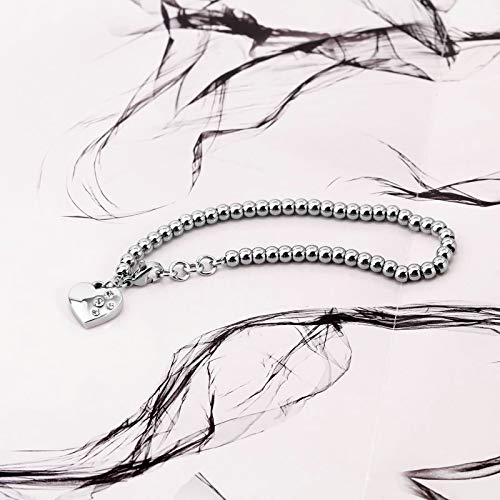 AnazoZ Brazaletes Acero Inoxidable Mujer CorazĂłn con Circonita Blanca Plata AnazoZ Brazaletes Acero Inoxidable Mujer CorazĂłn con Circonita Blanca Plata
