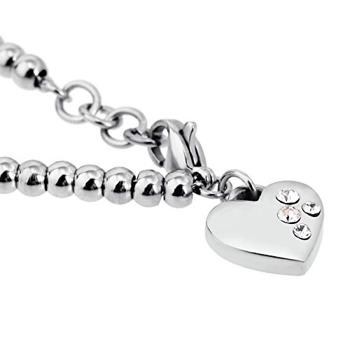 AnazoZ Brazaletes Acero Inoxidable Mujer CorazĂłn con Circonita Blanca Plata AnazoZ Brazaletes Acero Inoxidable Mujer CorazĂłn con Circonita Blanca Plata