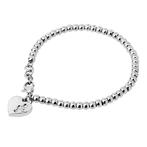 AnazoZ Brazaletes Acero Inoxidable Mujer CorazĂłn con Circonita Blanca Plata AnazoZ Brazaletes Acero Inoxidable Mujer CorazĂłn con Circonita Blanca Plata
