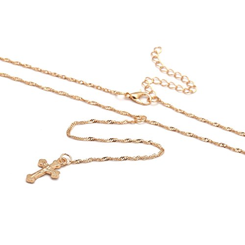AnazoZ Collar Colgante Chapado en Oro Collares Mujer Multicapa Cruz Larga Collar de Mujer Oro AnazoZ Collar Colgante Chapado en Oro Collares Mujer Multicapa Cruz Larga Collar de Mujer Oro