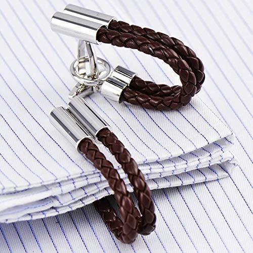 AnazoZ Gemelo para Hombre Cobre Gemelo Cuerda Cuero Gemelos Camisa para Hombre Marrón AnazoZ Gemelo para Hombre Cobre Gemelo Cuerda Cuero Gemelos Camisa para Hombre Marrón