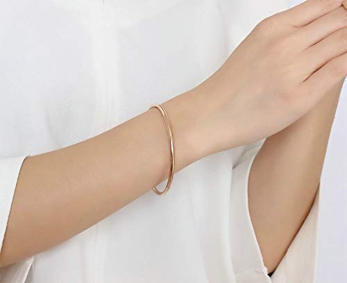AnazoZ Pulsera para Mujer Acero Inoxidable Brazalete Oro Rosa Alto Pulido 0.3x18.84CM AnazoZ Pulsera para Mujer Acero Inoxidable Brazalete Oro Rosa Alto Pulido 0.3x18.84CM
