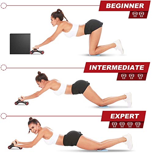 ANCHEER - Rueda abdominal para ejercicio, fitness, con alfombrilla de rodillas y cuerda de fitness, ideal para hombres y mujeres en casa ANCHEER - Rueda abdominal para ejercicio, fitness, con alfombrilla de rodillas y cuerda de fitness, ideal para hombres y mujeres en casa