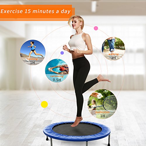 ANCHEER Trampolin Fitness Plegable Mini Cama Elástica 38" para Adultos y Niños para Entrenamiento Cardio/Interiores/Jardín Carga máxima 100 kg