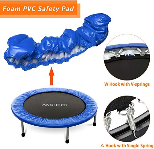 ANCHEER Trampolin Fitness Plegable Mini Cama Elástica 38" para Adultos y Niños para Entrenamiento Cardio/Interiores/Jardín Carga máxima 100 kg ANCHEER Trampolin Fitness Plegable Mini Cama Elástica 38" para Adultos y Niños para Entrenamiento Cardio/Interiores/Jardín Carga máxima 100 kg