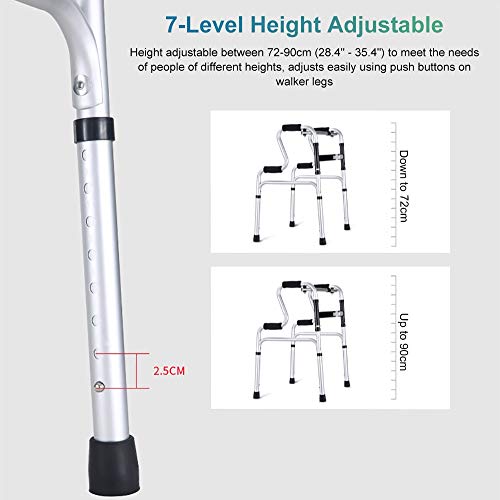 Andador para Ancianos Andador Plegable para Personas Mayores - Marco para Caminar Ligero y Resistente con 2 Ruedas, Asiento, Bolsa y 4 Almohadillas de Repuesto para Los Pies, Altura Ajustable, Carga 1 Andador para Ancianos Andador Plegable para Personas Mayores - Marco para Caminar Ligero y Resistente con 2 Ruedas, Asiento, Bolsa y 4 Almohadillas de Repuesto para Los Pies, Altura Ajustable, Carga 1