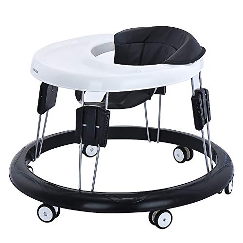Andador para Bebé, Plegable y Regulable en Altura, Andador de Actividades con Wuedas Universales (Cojín negro PU) Andador para Bebé, Plegable y Regulable en Altura, Andador de Actividades con Wuedas Universales (Cojín negro PU)