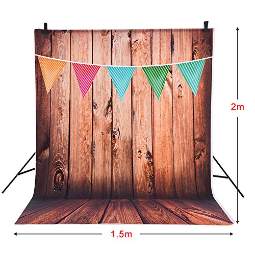 Andoer 1.5 * 2m Fondo Fotografía Telón de Fondo Patrón de Colores de la Bandera de Pared de Madera para Niños Bebé Estudio de Foto Andoer 1.5 * 2m Fondo Fotografía Telón de Fondo Patrón de Colores de la Bandera de Pared de Madera para Niños Bebé Estudio de Foto